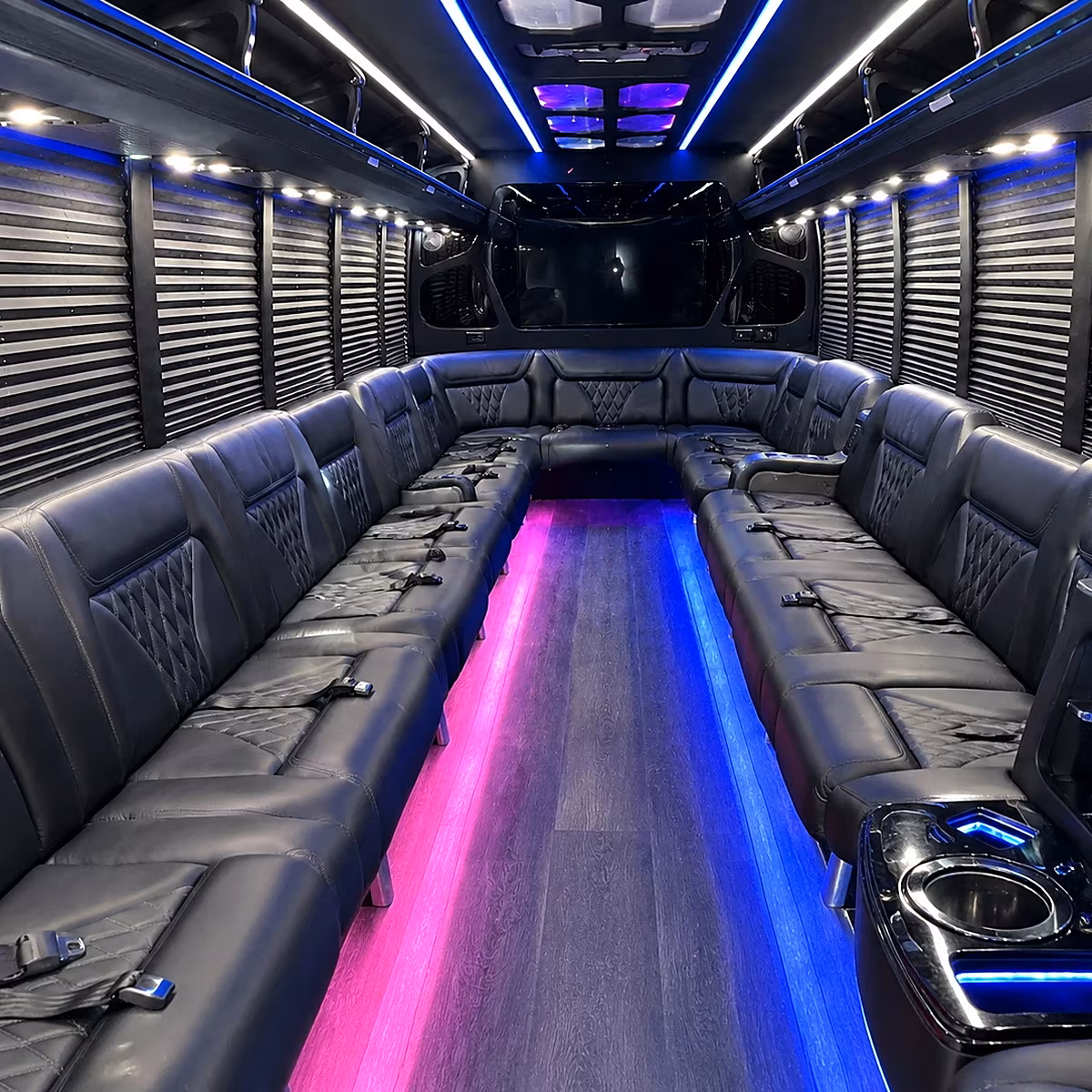 Huntsville Bachelor & Bachelorette Transportation party bus interior
