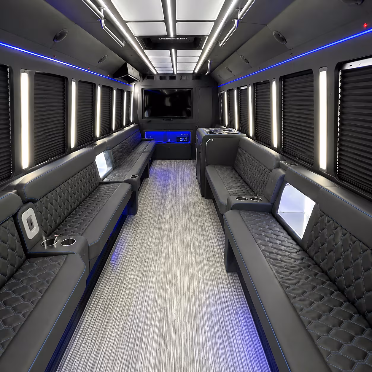 Huntsville Bachelor & Bachelorette Transportation party bus interior