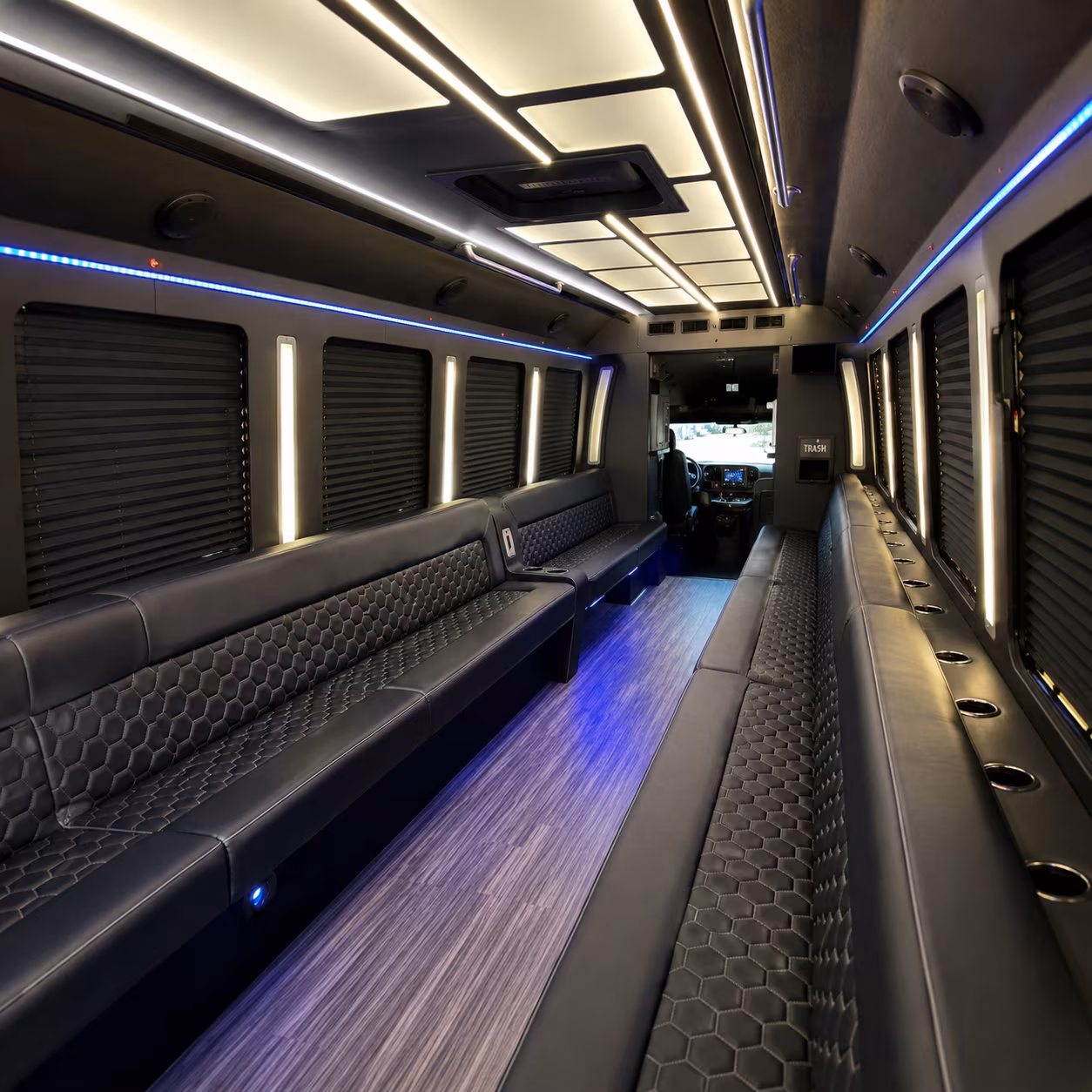 Huntsville Private Event Transportation party bus interior