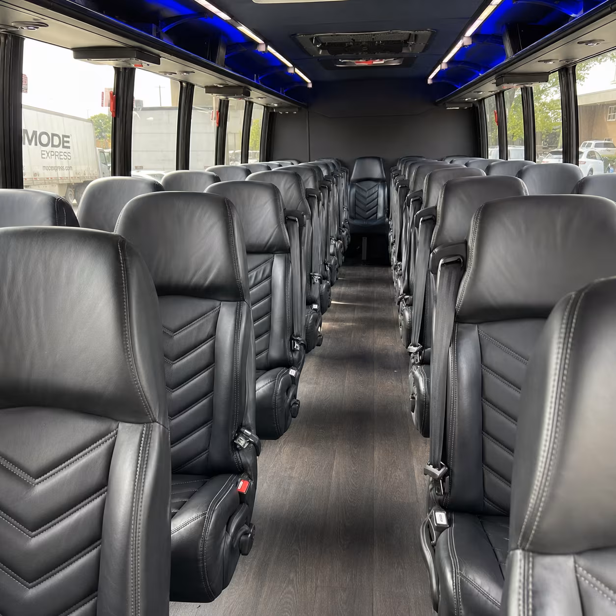 Huntsville School Event Transportation party bus exterior