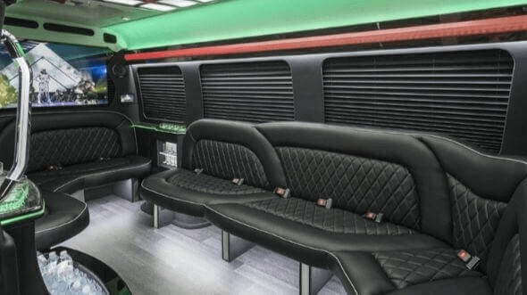 Interior of Charter Bus Company Nashville's 14 Passenger Sprinter Limousine in Nashville