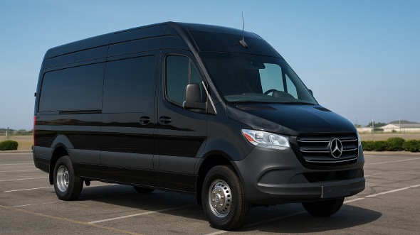 Exterior of Charter Bus Company Knoxville's 14 Passenger Sprinter Limousine in Knoxville