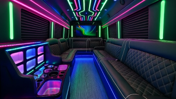 Interior of Charter Bus Company Birmingham's 20 Passenger Party Bus in Birmingham