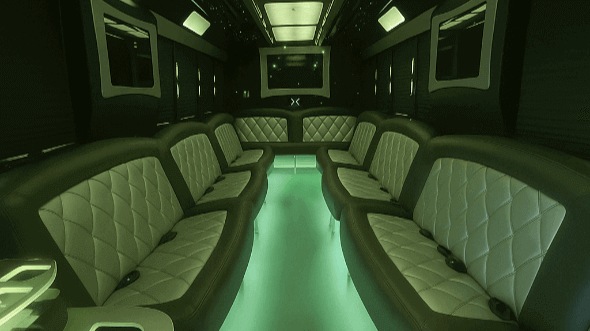 Interior of Charter Bus Company Nashville's 20 Passenger Party Bus in Nashville