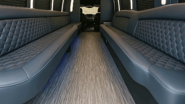 Interior of Charter Bus Company Clarksville's 25 Passenger Party Bus in Clarksville