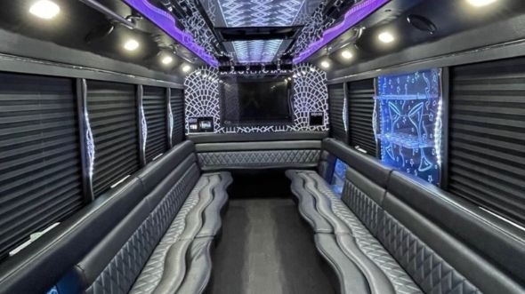 Interior of Huntsville Party Bus Company's 25 Passenger Party Bus in Huntsville