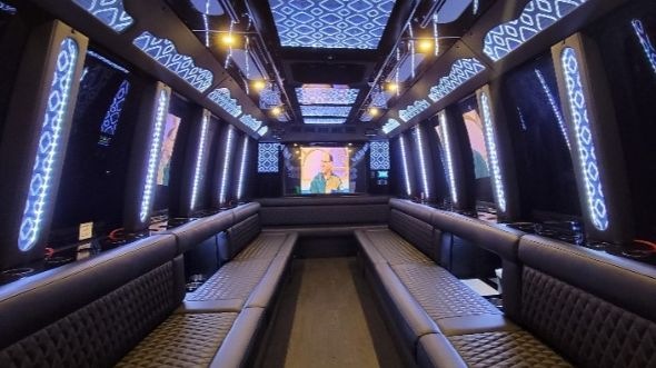 Interior of Charter Bus Company Murfreesboro's 30 Passenger Party Bus in Murfreesboro