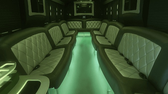Interior of Charter Bus Company Madison's 40 Passenger Party Bus in Madison