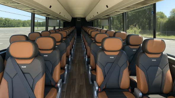 Interior of Charter Bus Company Huntsville's 45 Passenger Charter Bus in Huntsville