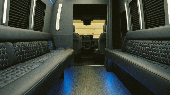 Interior of Charter Bus Company Clarksville's 50 Passenger Party Bus in Clarksville