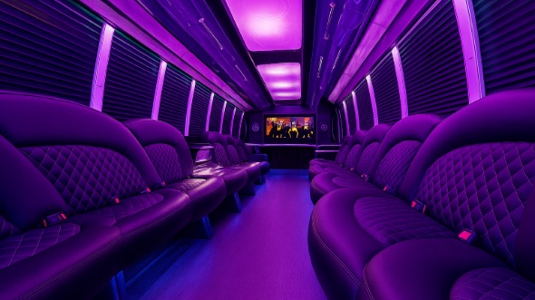 Interior of Charter Bus Company Murfreesboro's 50 Passenger Party Bus in Murfreesboro
