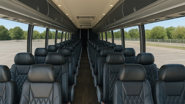 Interior of Charter Bus Company Huntsville's 55 Passenger Charter Bus in Huntsville