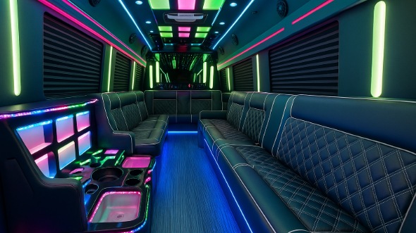 huntsville 25 passenger party bus inside